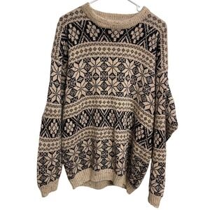 Vintage 90s High Sierra Donegal Style Wool Blend Fair Isle Sweater Size L Cabin